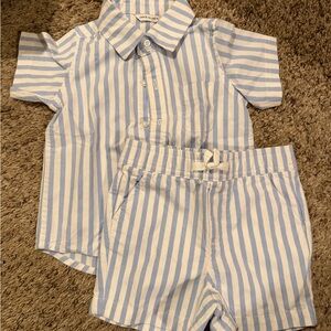 Janie and Jack Blue and White Striped Kids Matching Set